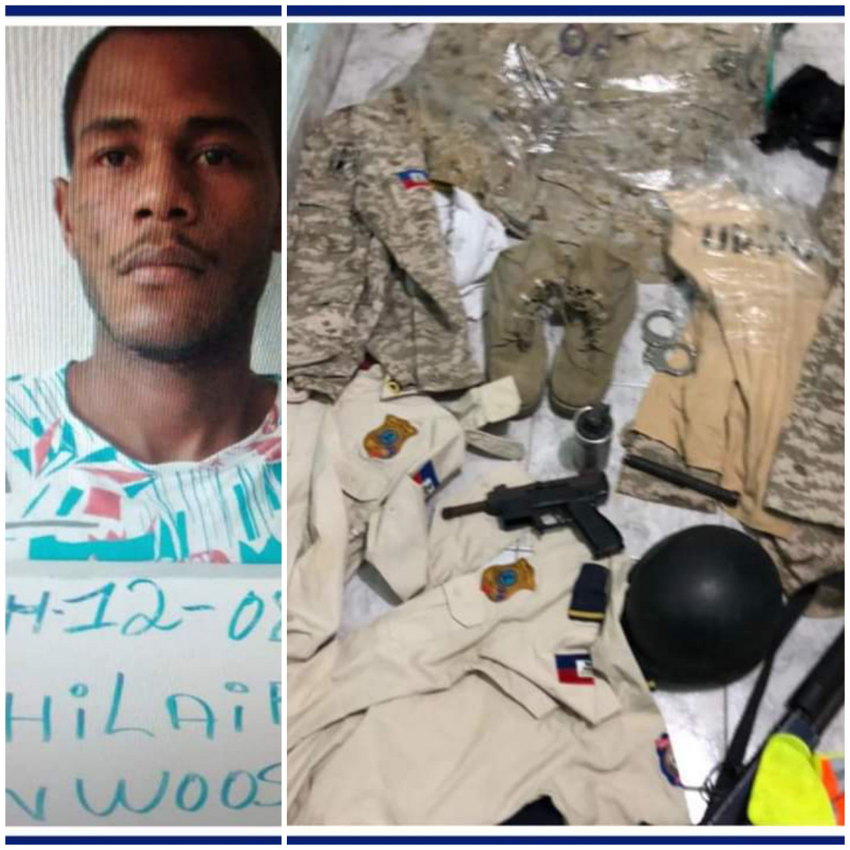 Fusil, uniformes et autres matériels de la PNH découverts chez un ancien policier